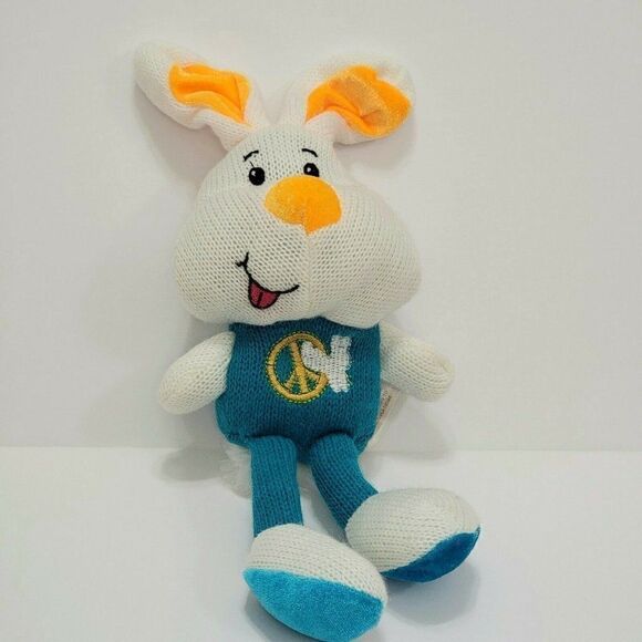 2 Dan Dee EASTER BUNNY SOCK RABBITS  Coll. Choice Blue Pink Knit Plush 10" - Picture 7 of 9